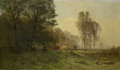 Landscape With Ploughing Farmers