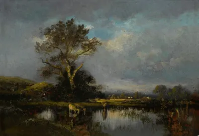 Landscape With Pond And Tree