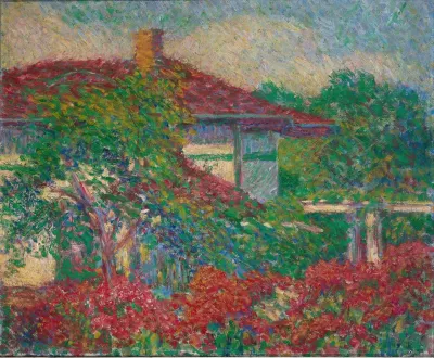 Landscape With Red Roof Building