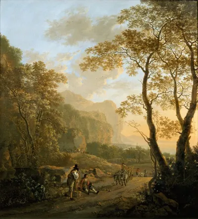 Landscape With Resting Travellers And Oxcart
