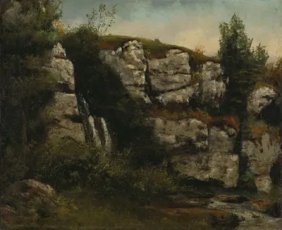Landscape With Rocky Cliffs And A Waterfall