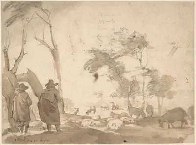Landscape With Sheep And Two Figures