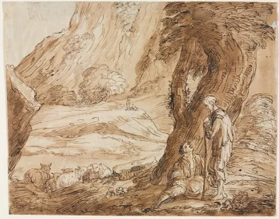 Landscape With Sheep And Two Shepherds