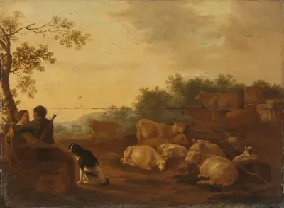 Landscape With Sheperd Sheperdess And Cattle