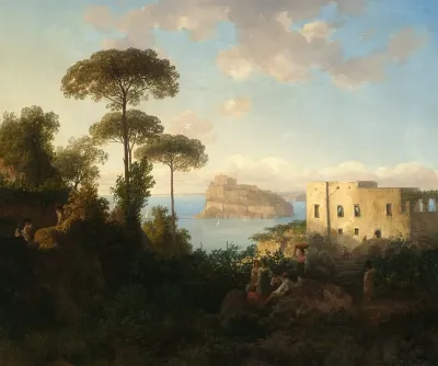 Landscape With Staffage And Architecture View Of Ischia Italy