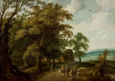 Landscape With Travellers On The Road