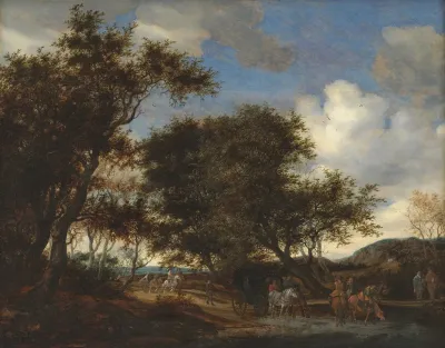Landscape With Travellers Watering Their Horses