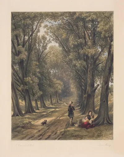 Landscape With Tree Lined Country Road Thomas Creswick