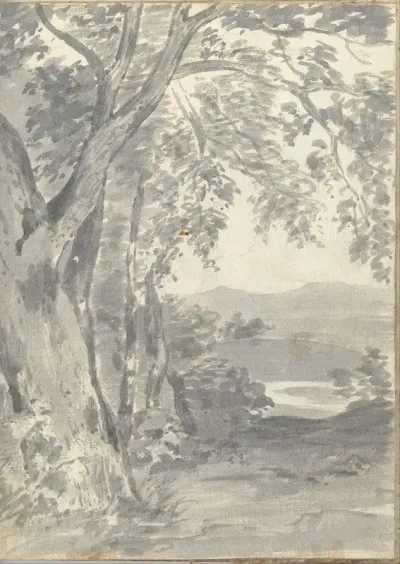 Landscape With Trees And Distant Hills
