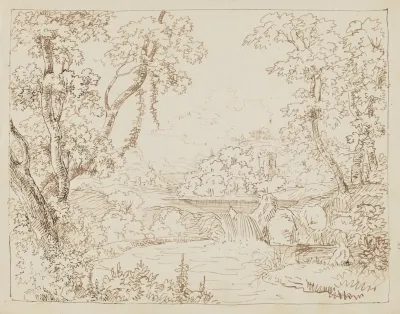 Landscape With Trees By The River In The Background On A Hill