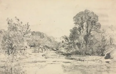 Landscape With Trees Surrounding A Pond