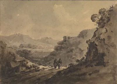 Landscape With Two Horsemen On A Road