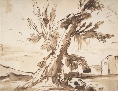 Landscape With Two Men Under A Tree
