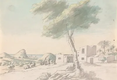 Landscape With View Of Coast And Palm Trees In The Distance