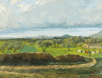 Landscape With Wall And Orchard