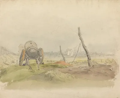 Landscape With Water Cart And Clothesline