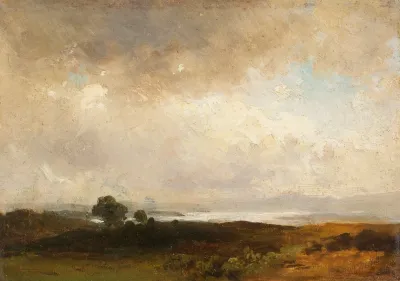 Landschaft Am See Mit Aufziehenden Wolken
