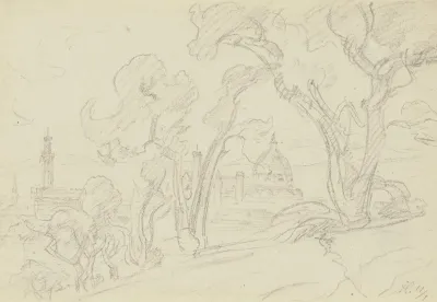 Landschaft Im Hintergrund Der Dom Von Florenz