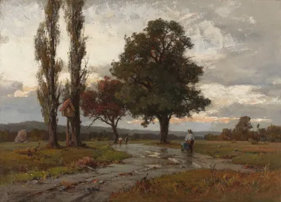 Landschaft Mit Abziehendem Gewitter