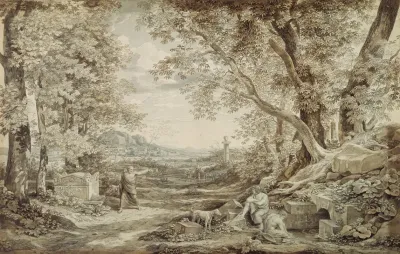 Landschaft Mit Antiken Denkmalern