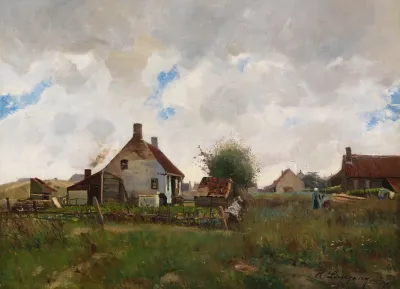 Landschaft Mit Bauernhausern