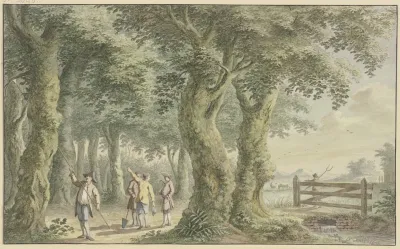 Landschaft Mit Baumen Weidegatter Und Figuren