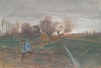 Landschaft Mit Brennendem Gehoft