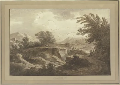 Landschaft Mit Einem Hohlweg Und Mehreren Figuren