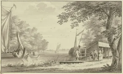 Landschaft Mit Fluss Und Fischern