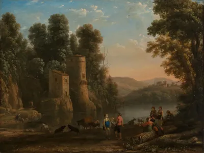 Landschaft Mit Hirten Der Tanz Am Ufer
