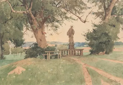 Landschaft Mit Nepomuk Statue