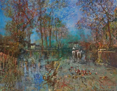 Landschaft Mit Pferdegruppe