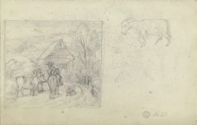 Landschaft Mit Reiter Skizze Eines Esels