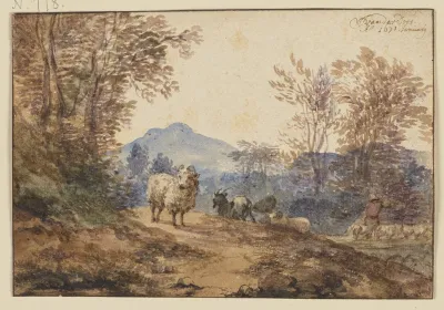 Landschaft Mit Schafen Und Ziegen
