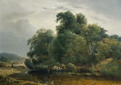 Landschaft Mit Viehherde Und Hirtin