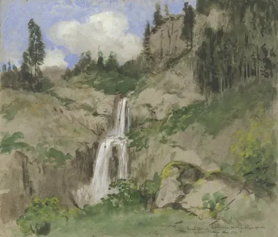 Landschaft Mit Wasserfall Dekoration Zu Einem Puppentheater