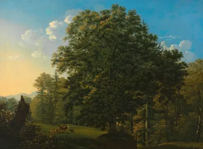 Landschaft Mit Weidenden Kuhen