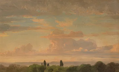 Landschaftsstudie In Der Abenddammerung