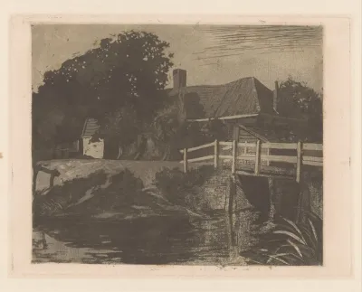 Landschap Met Boerderij Brug En Sloot
