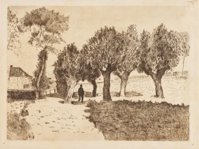 Landschap Met Bomen En Figuur De Wilgen
