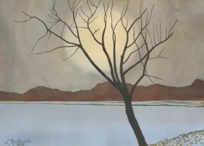 Landschap Met Boom Op Het Voorplan