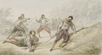 Landschap Met Duellerende Mannen