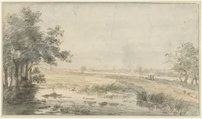 Landschap Met Een Hengelaar Aan Het Water