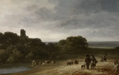 Landschap Met Figuren En Vee
