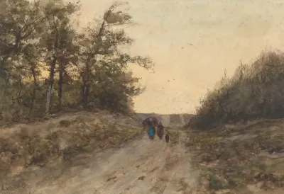 Landschap Met Figuren Op Een Landweg
