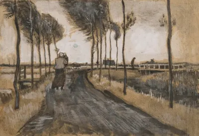 Landschap Met Lopende Vrouw