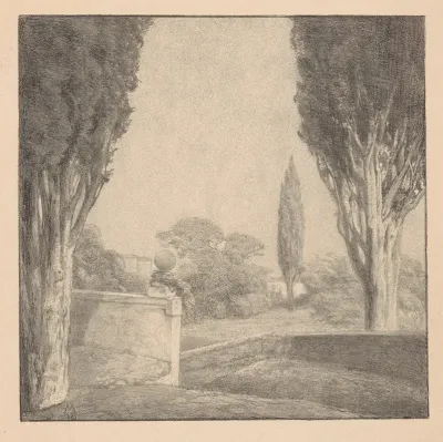 Landschap Met Muur En Cipres Herinnering