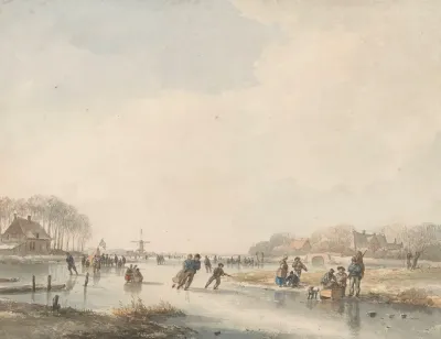 Landschap Met Schaatsenrijders