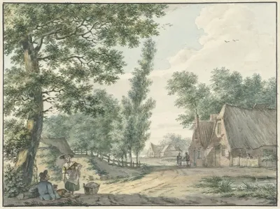 Landschap Met Twee Personen Onder Een Boom