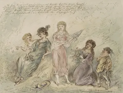 Landschap Met Vier Meisjes En Een Jongen